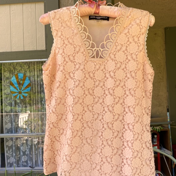 Mauve lace sleeveless top - Picture 3 of 6